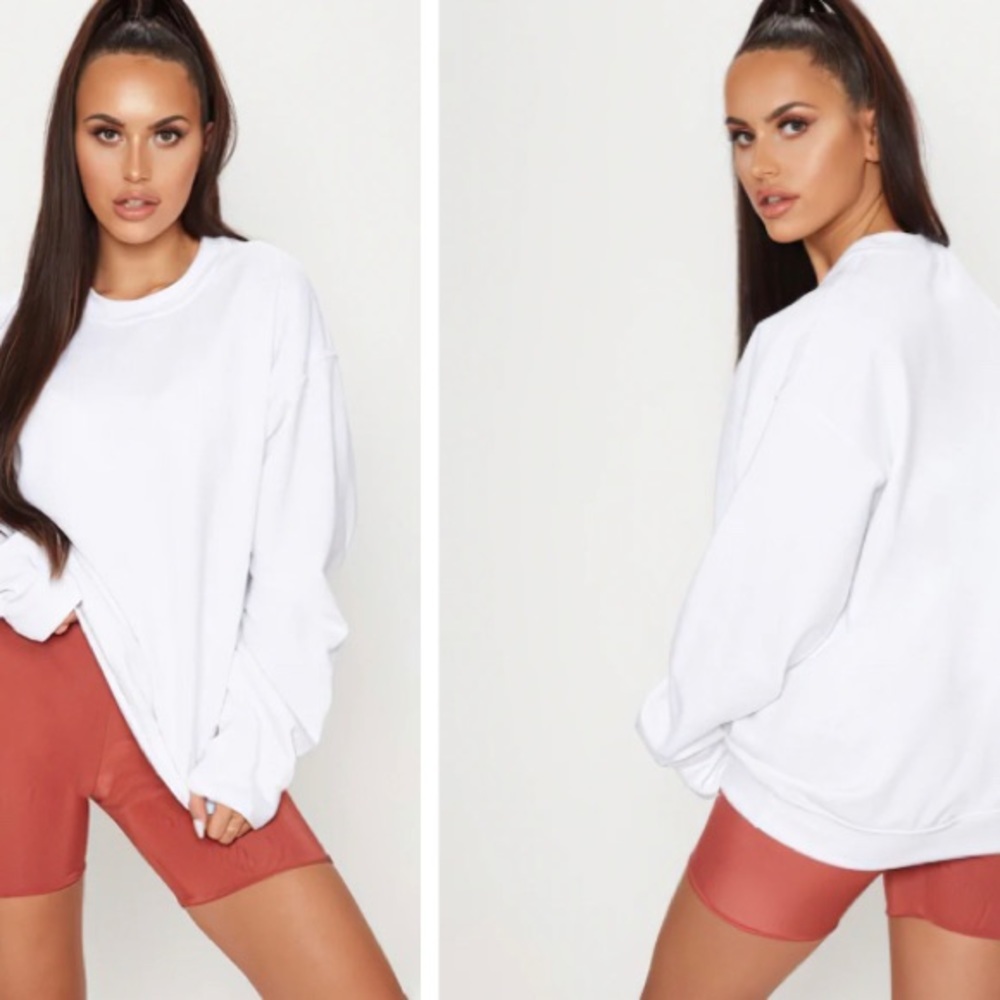 PrettyLittle Thing White Oversized Sweater, Sz L
